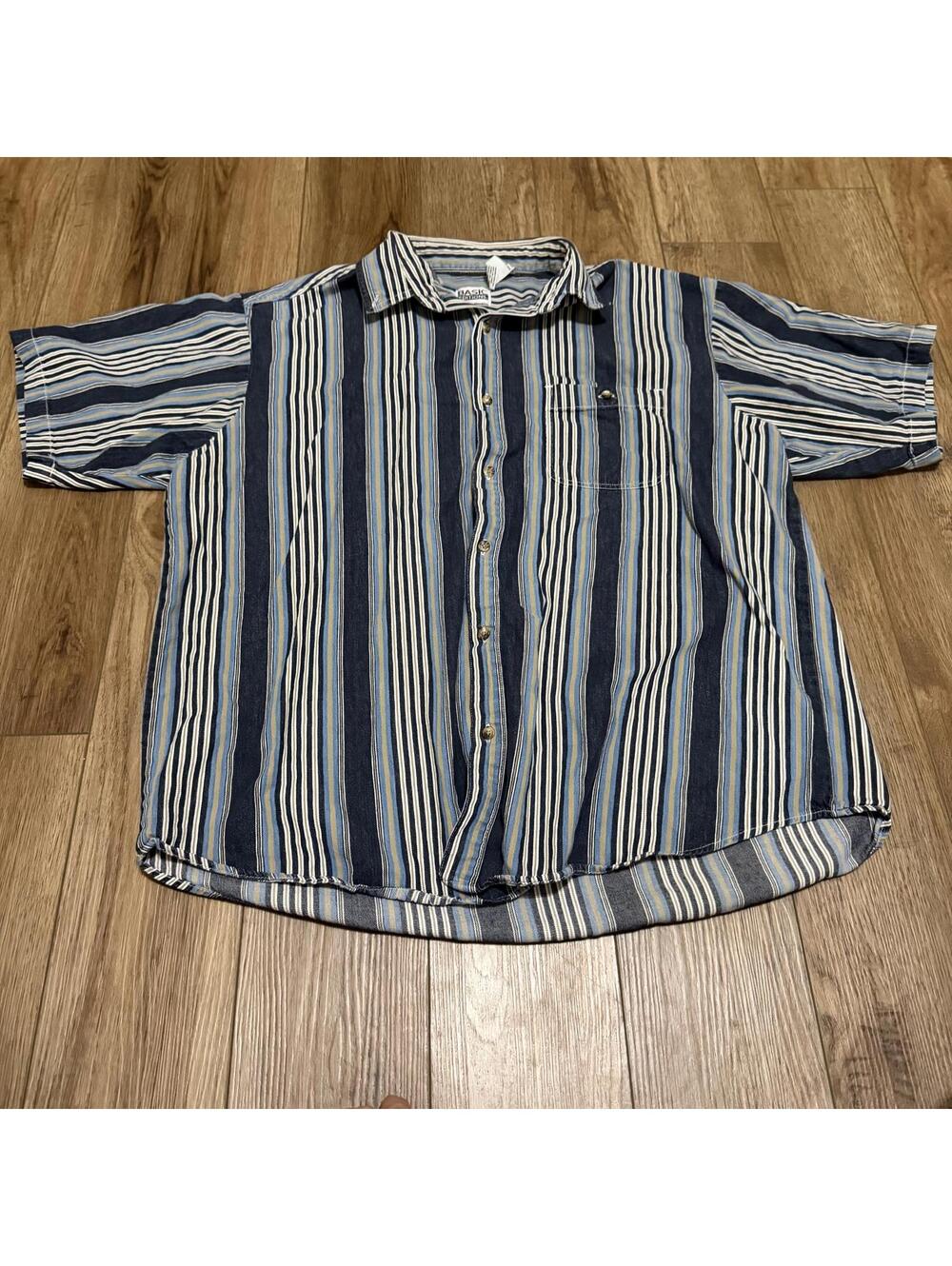 Vintage 90s Basic Editions Striped Button Up Shirt XL